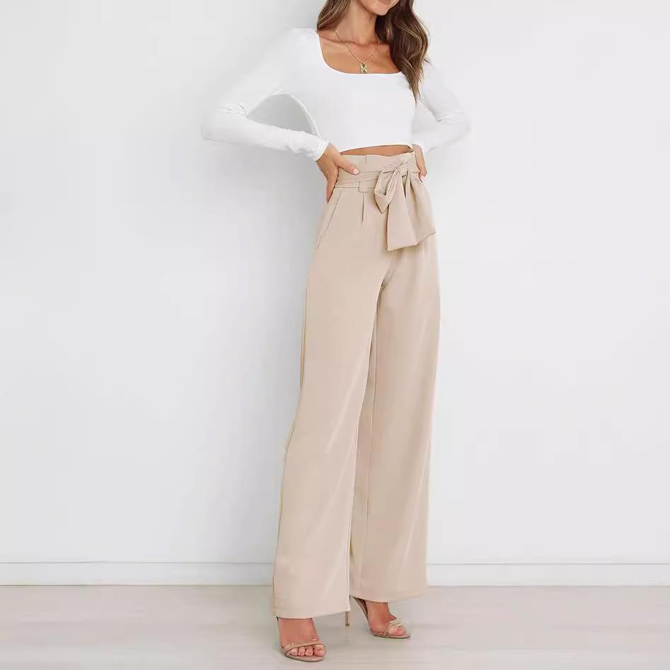 leg wide versatile womens workplace fashionable trousers