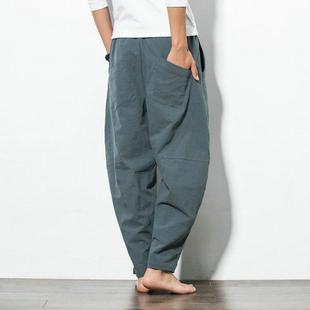 Loose Pants Harem Casual Men Linen Size Plus and Trousers
