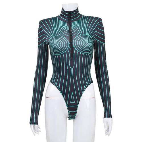 green costume geometry outfit lady festival man swimwear