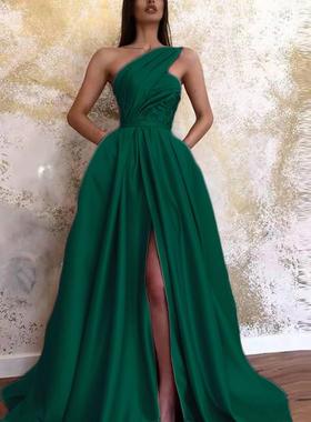 women for gown evening long dress off-shoulder slit sexy