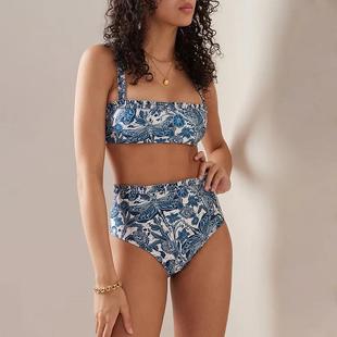 swimsuit two piece women blue suit dragonfly ruffled for