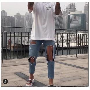 pants skinny Mens trousers mens Fashion holes big with