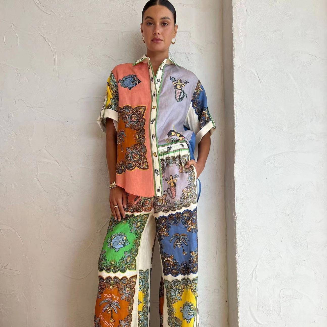 Casual fashion shirt short sleeve suit three-quarter