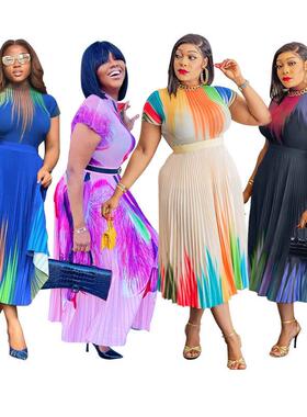 Womens casual plus size dress short sleeve skirt fashion