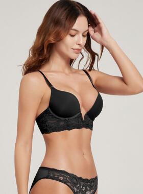 for deep supported V bra set breasts and backless bra Sexy