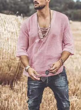 Mens chest tie cornrow sleeve T-shirt