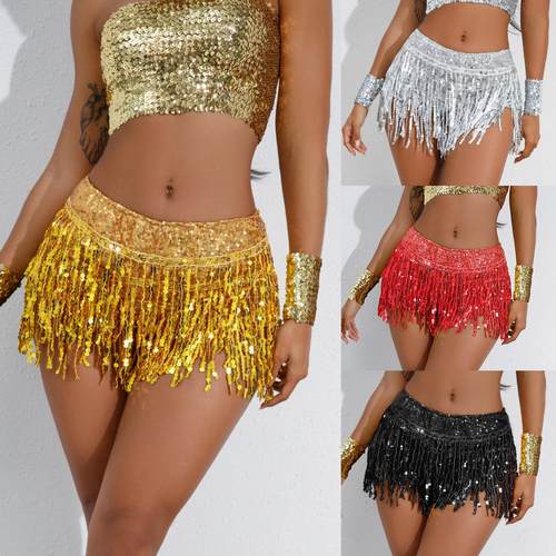 Sequined skirt tassel skirt Latin dance skirt stage