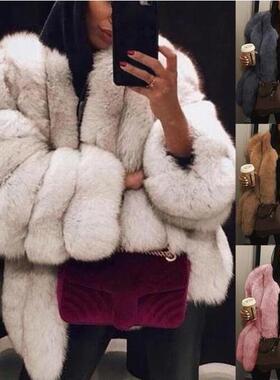 -xl mink coats autumn winter fluffy black faux fur coat