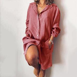 Solid Long Sleeve Ladies Color Double Loose Pocket