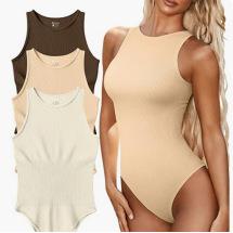 dropshipping tank suits women sexy crew neck summer white