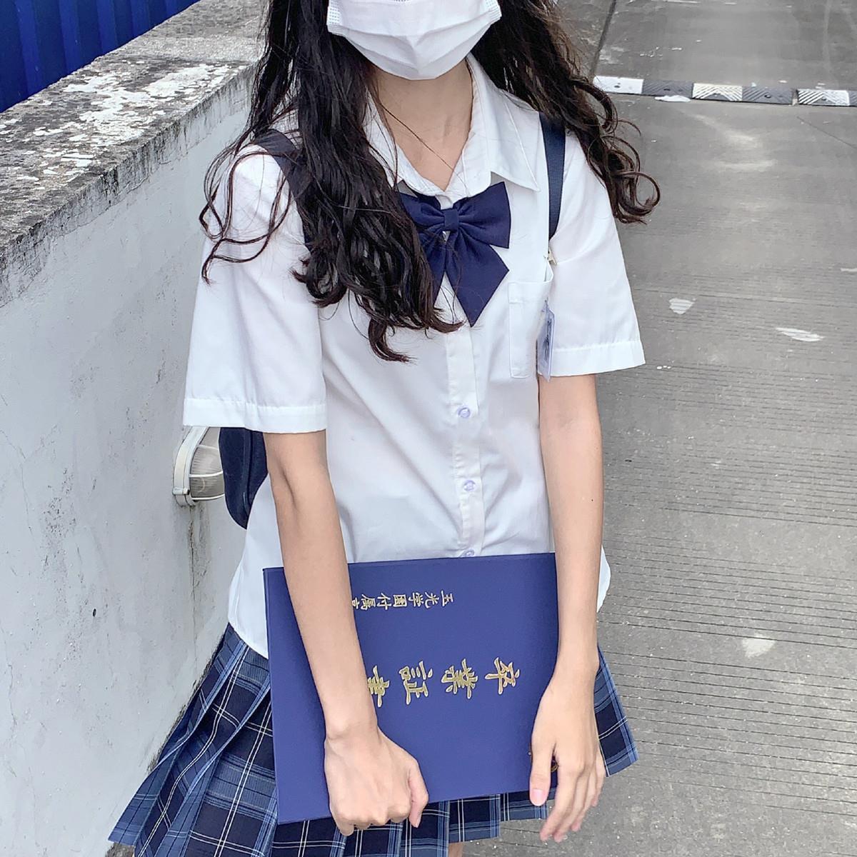 Short-sleeved shirt uniform suit female student versatile