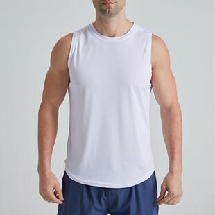 Fitness Neck Exercise Mens Vest Solid Quick Color Bottoming