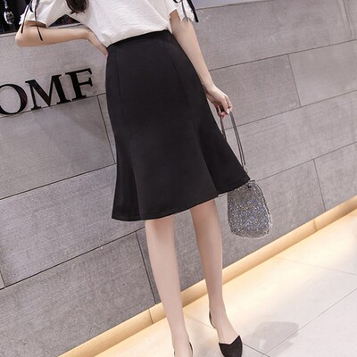 鱼尾裙半身裙女2025年春秋新款a字高腰包臀中长裙子小个短裙夏季