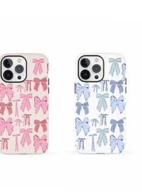 Hishot | |圆边二合一蝴蝶结合集二合一韩系防摔全包简约防摔时尚情侣 手感好韩系14Promax/15promax  保护壳