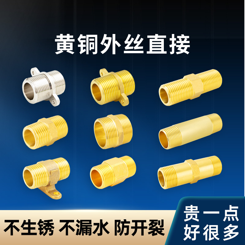 黄铜双外丝直接燃气水管6分配件