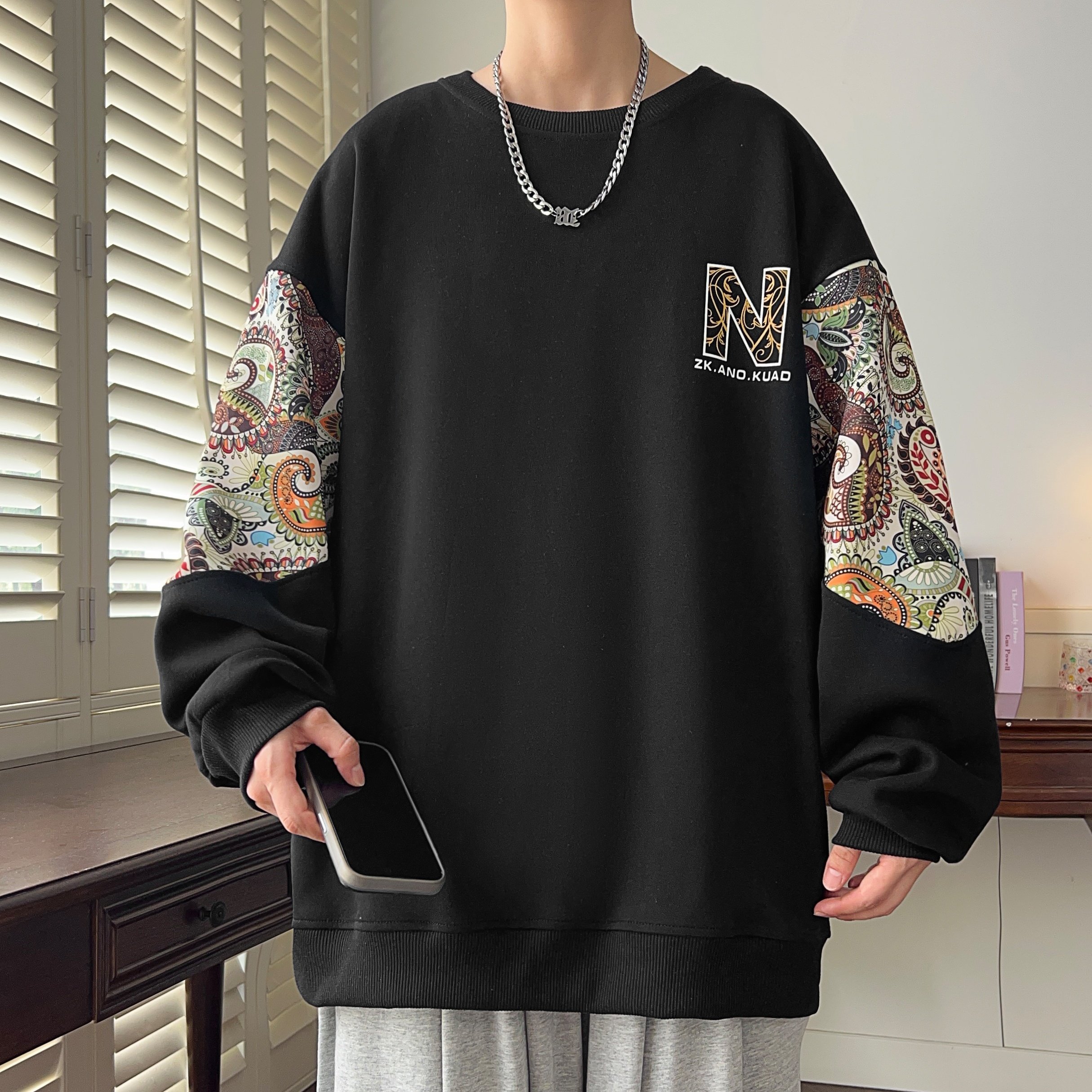 大码男装100-280斤卫衣秋冬圆领重磅外套青少年潮牌早秋大码长袖