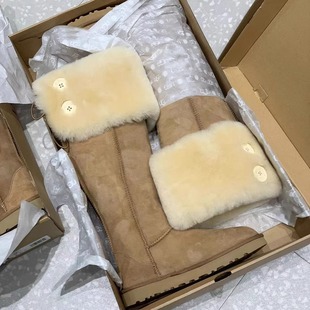 千颂伊同款 加厚保暖长筒靴子 雪地靴女冬高筒皮毛一体过膝棉靴韩版