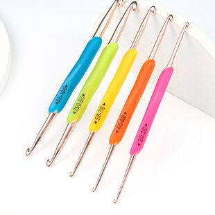 彩色双头勾针材料包手工diy编织玩偶包包毛线防滑软柄钩针毛衣针