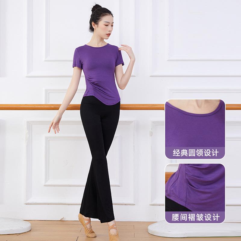 形体训练服健身运动修身上衣女夏季圆领莫代尔瑜伽古典舞蹈服套装