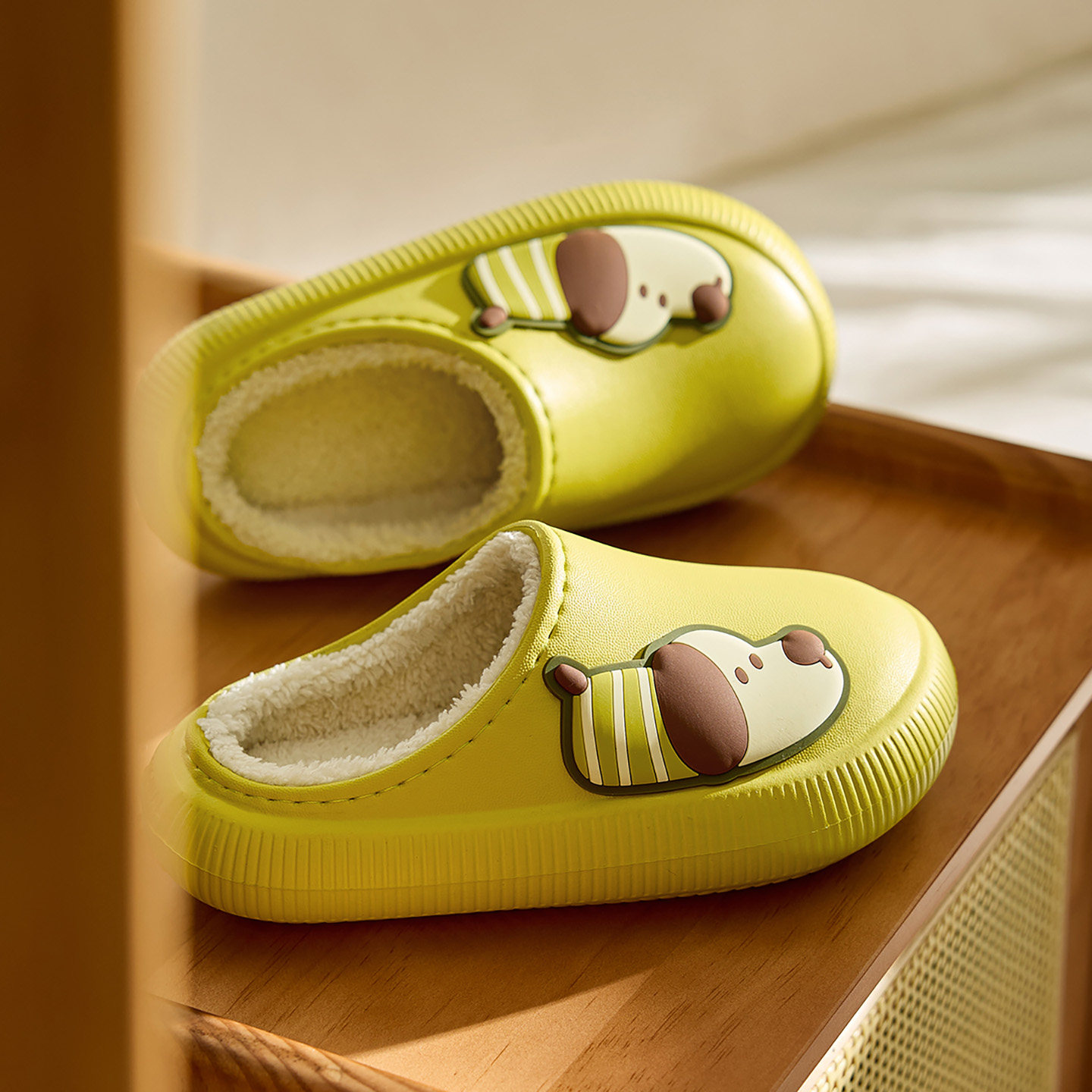 儿童防水棉拖鞋男童卡通狗狗室内家居保暖防滑厚底小男孩拖鞋冬季