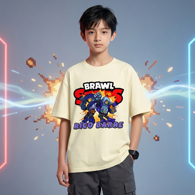 荒野乱斗BrawlStars联名T恤男衣服短袖斯派克里昂宽松圆领夏潮牌