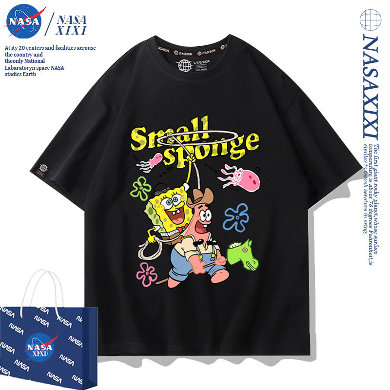 海绵宝宝T恤男衣服短袖章鱼哥派大星潮牌夏棉宽松休闲潮流印花