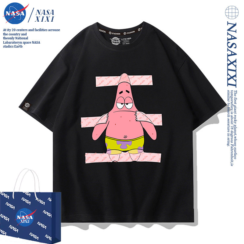海绵宝宝T恤男衣服短袖蟹老板章鱼哥派大星潮牌夏棉宽松休闲潮流