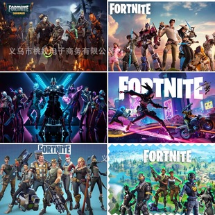 堡垒之夜主题男孩生日派对装饰枪战游戏背景布客厅海报场景布置品