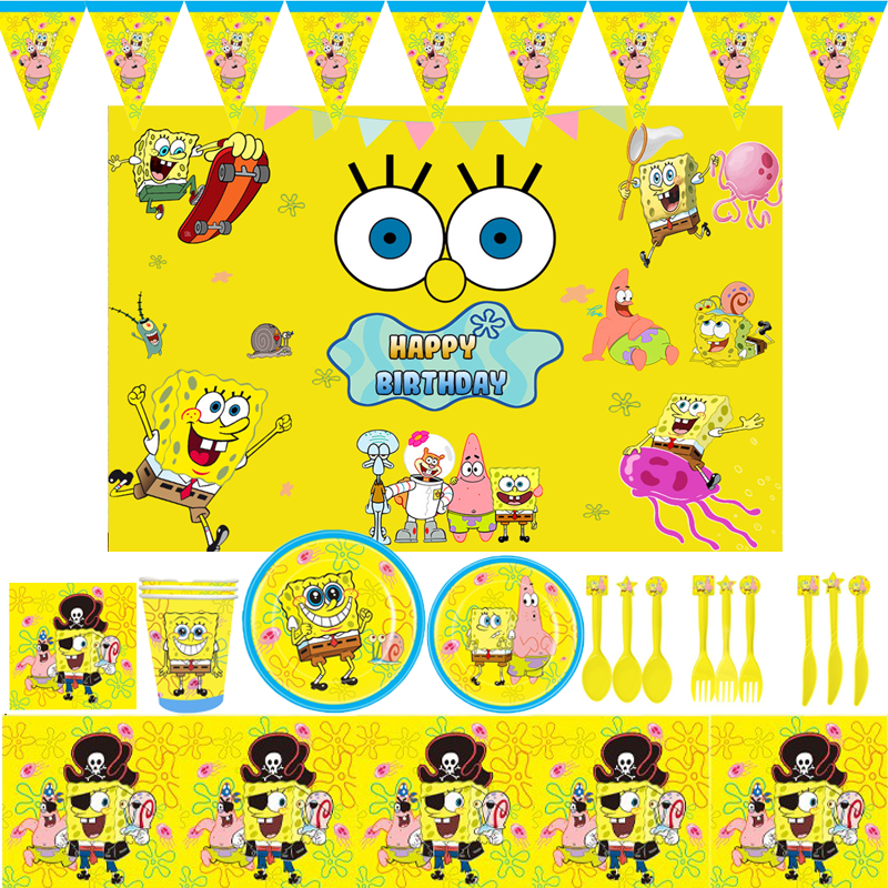 新款海绵宝宝主题纸杯纸盘桌布拉旗纸巾餐具装饰儿童生日派对布置,节庆用品/礼品,节日装扮用品,淘宝优惠券,粉丝福利购,淘宝优惠卷
