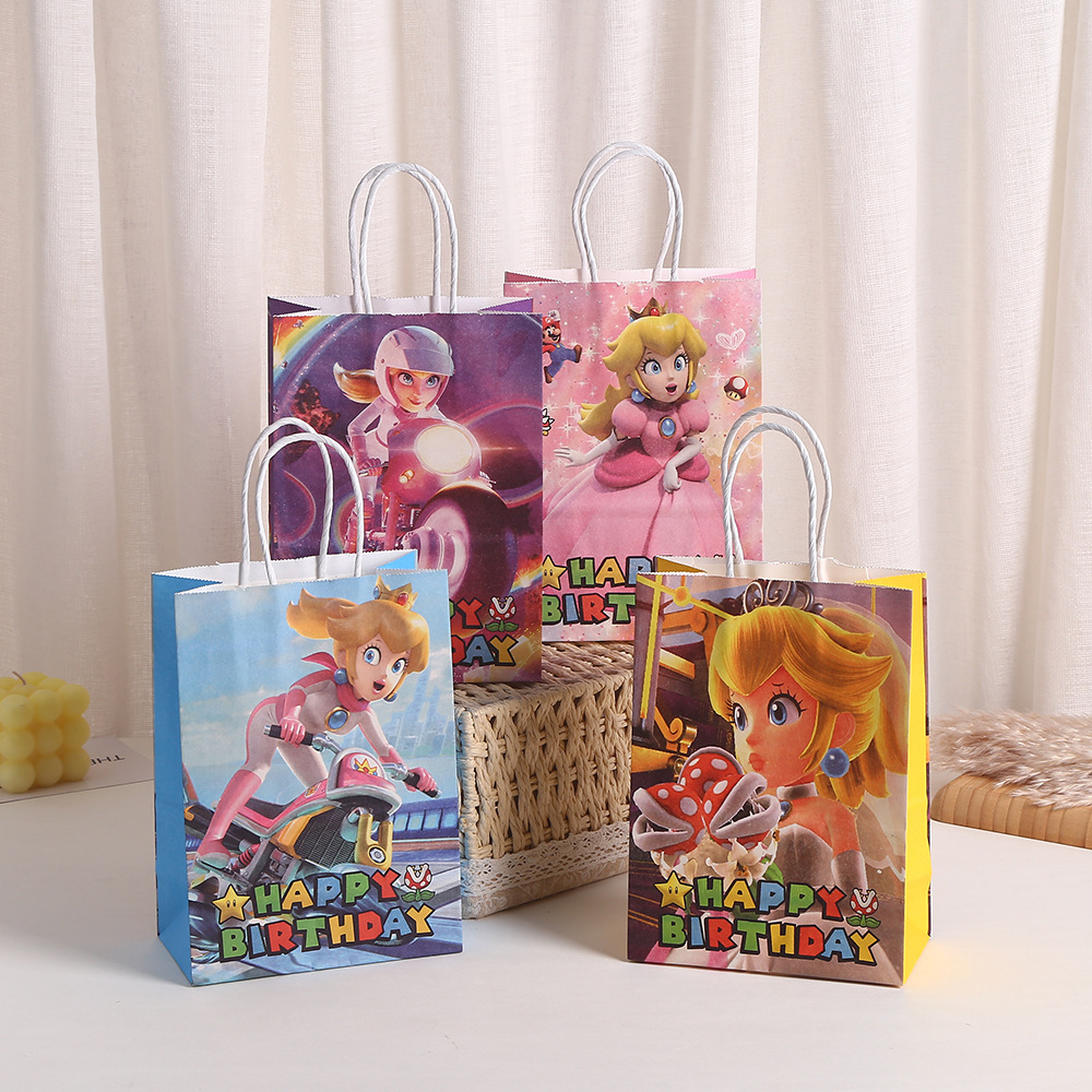 桃碧姬桃子公主女孩生日派对礼品袋回礼袋手提袋糖果袋卡通纸袋子