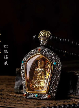 生肖本命佛银镶嵌铜镀佛牌吊坠生肖本命像牌吊坠男项链守护神女