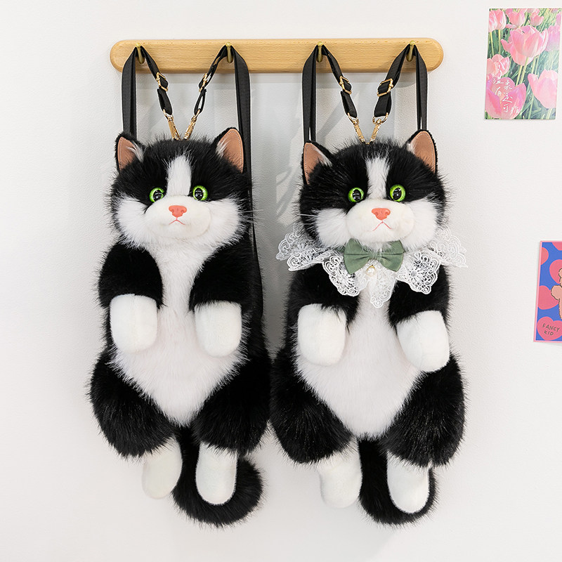 毛绒仿真猫咪会叫可爱小猫咪布偶猫儿童玩偶双肩包公仔女生日礼物