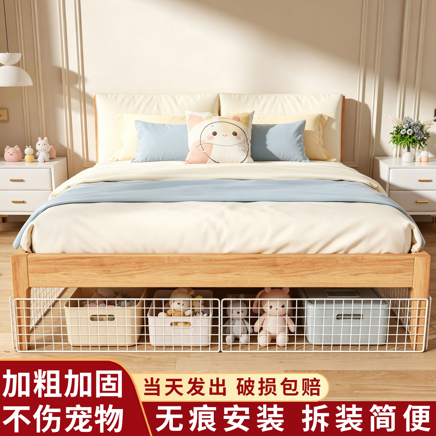 宠物围栏床底挡板防猫门栏隔离网宠物栅栏门室内宠物狗围护栏笼子