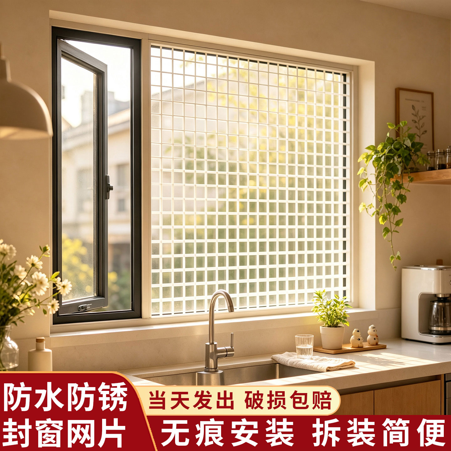 防猫咪封窗网阳台围护栏窗台网格防护网防盗窗户外防漏防坠安全网