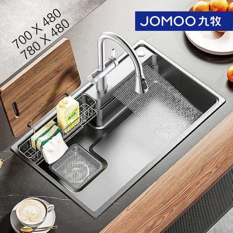 【魔法师】九牧水槽不锈钢收纳纳米厨房日式大单槽洗碗槽洗菜盆