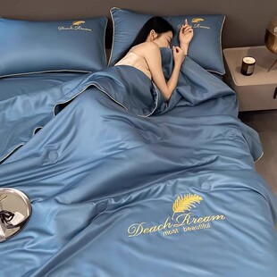 被子全套可机洗 夏凉被四件套薄款 德国进口冰丝夏被空调被夏季 新款