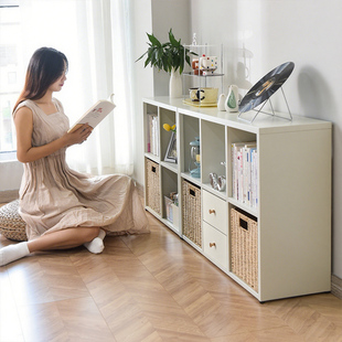 卡莱克钢制格子柜客厅落地书架柜自由组合落地中古风储物柜置物架