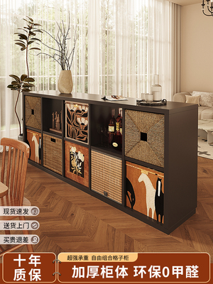 中古风钛钢制格子柜自由组合柜靠墙书架落地收纳柜储物柜儿童书柜