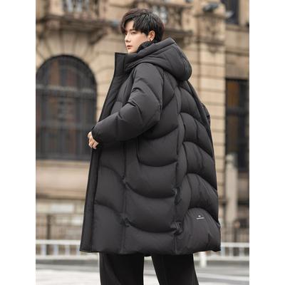 300g高充绒重磅加厚羽绒服男中长款百搭冬季新款保暖过膝鸭绒外套