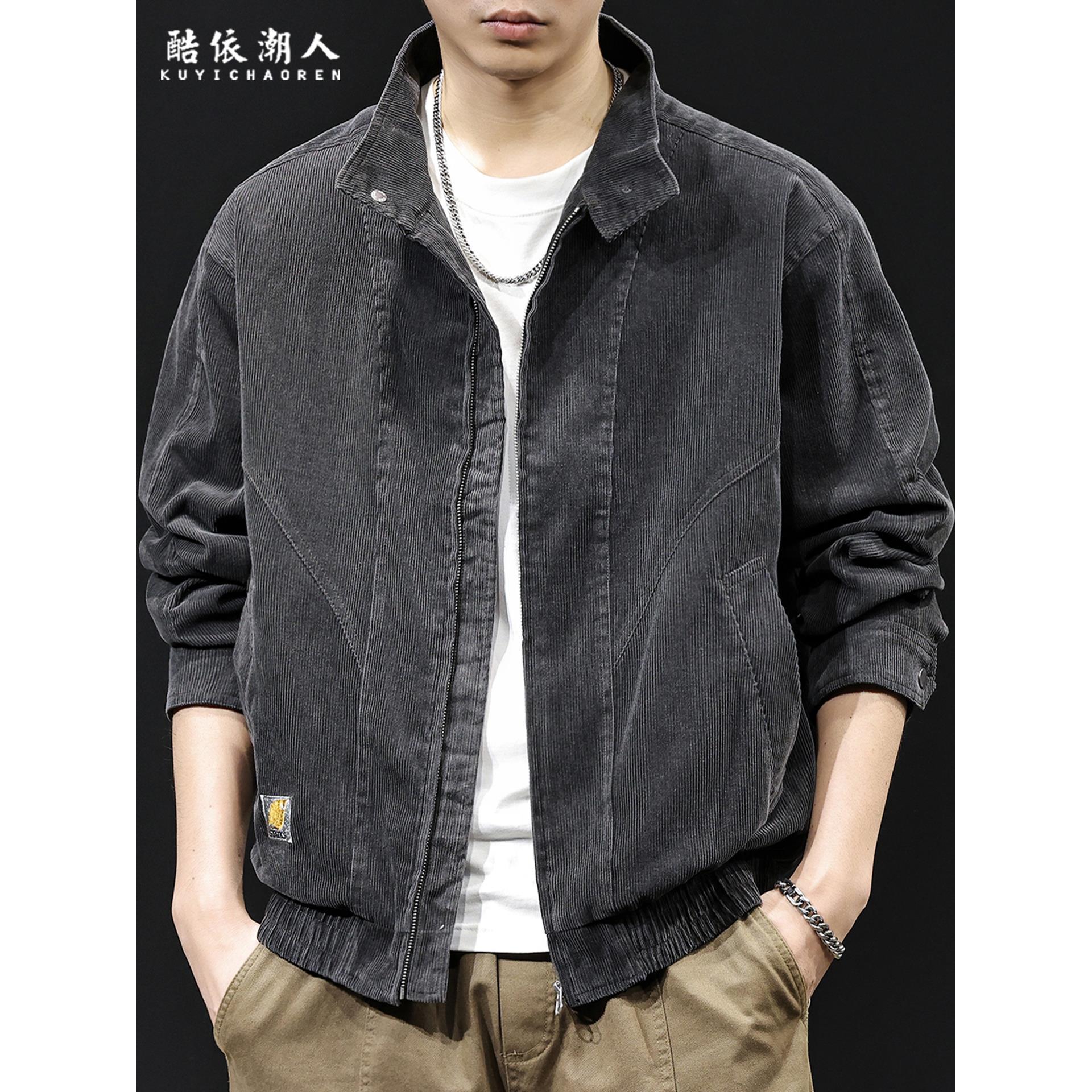 肌理感美式复古休闲灯芯绒外套男士秋冬2025新款工装夹克潮牌秋季