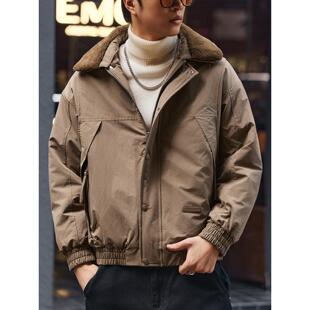 高端加厚座山雕外套冬季男士棉服潮牌保暖毛领棉袄宽松棉衣