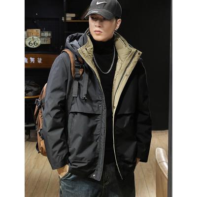 90白鸭绒秋季新款  可拆卸  三合一户外工装冲锋衣羽绒服男中长款