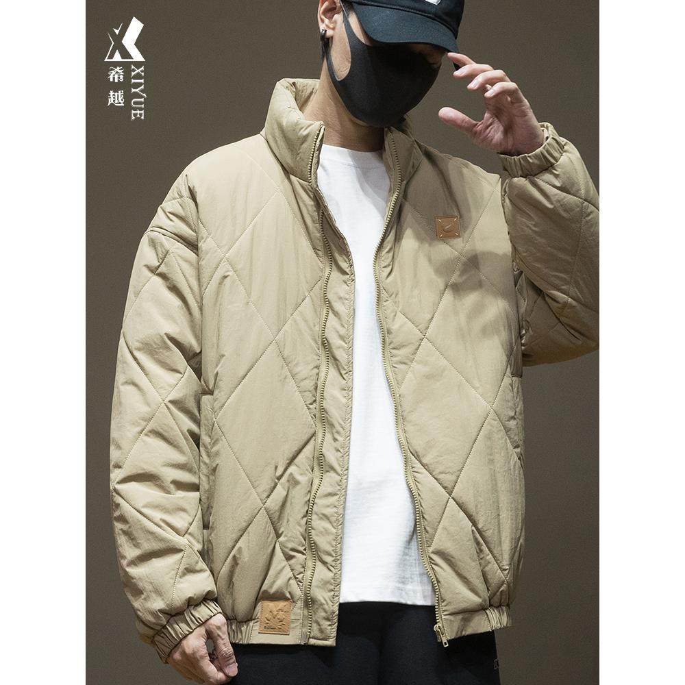 轻薄保暖菱格棉衣外套男士春秋宽松大码户外防风立领夹克男外衣潮