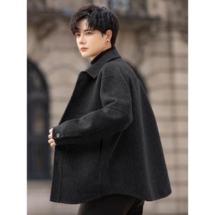 双面绒羊毛呢子外套男士2025秋冬季新款高端大衣短款翻领休闲夹克