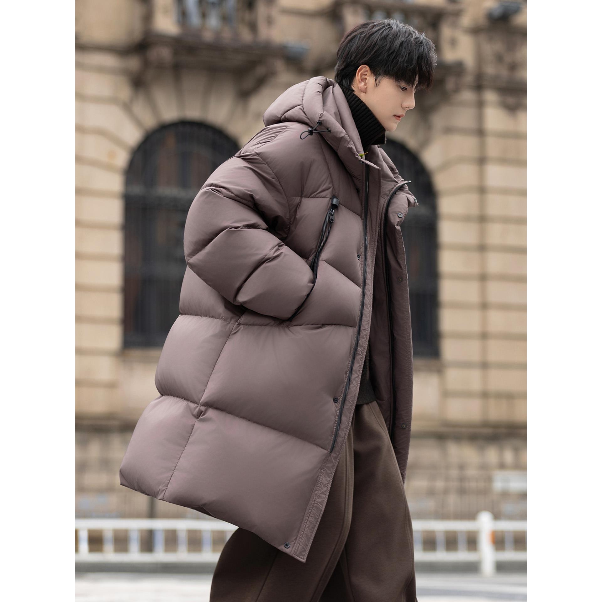 高充绒量中长款羽绒服男士冬季加厚保暖防寒服情侣高端男装外套潮