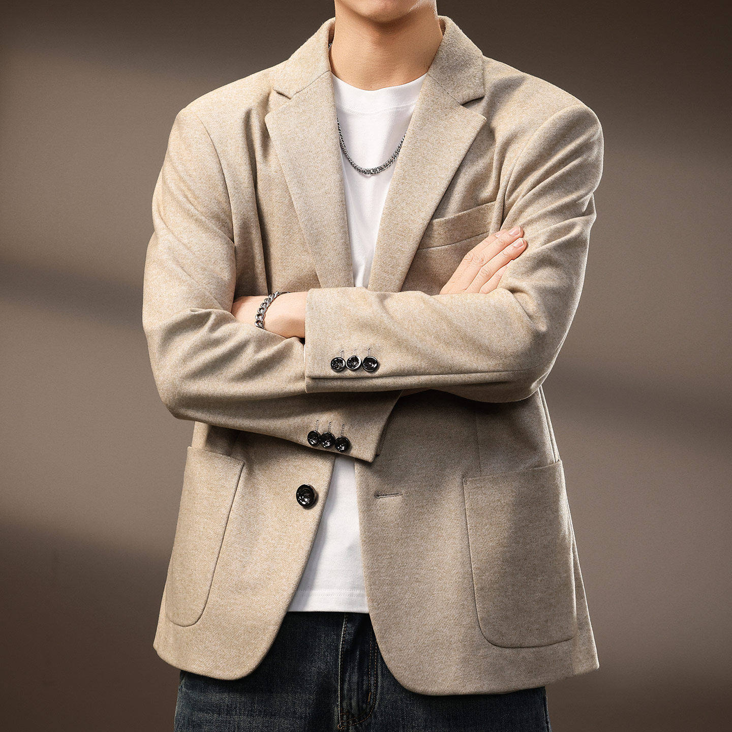 高级感意式老钱风轻奢西装外套男秋季新款松弛感通勤简约休闲西服