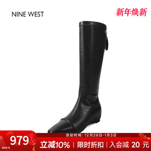靴子 玖熙不过膝长筒靴高筒靴冬内增高长靴女款 奥莱专供Nine West