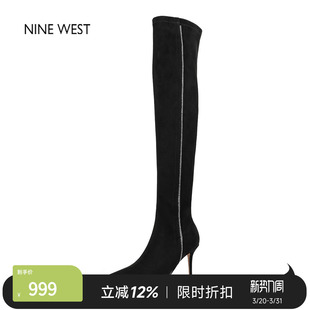 奥莱专供Nine 玖熙尖头高跟长靴女修饰腿型高筒靴长筒靴靴子 West