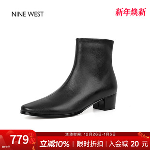 英伦风复古圆头百 玖熙2025年秋冬新款 奥莱专供奥莱专供Nine West