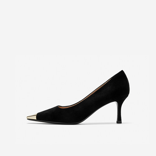 NineWest/玖熙小铁头绒面高跟鞋